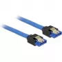 DeLOCK 84976 SATA 6 Gb/s laidas, tiesus lizdas – tiesus lizdas, su metaliniais fiksatoriais, 0,1 m, mėlynos spalvos