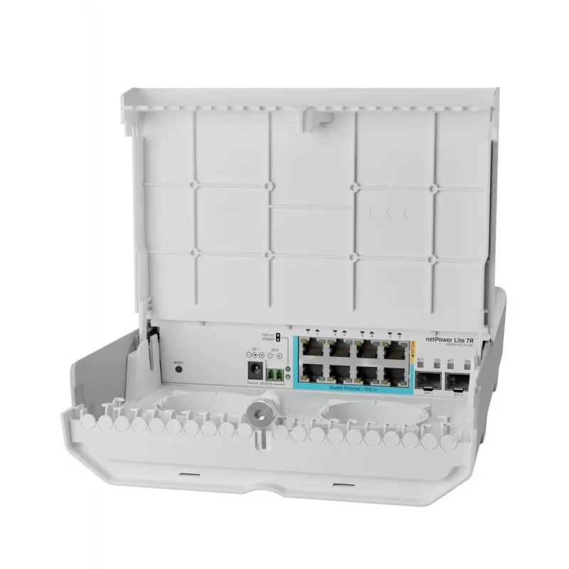 MikroTik netPower Lite 7R – išorinis Gigabit Ethernet komutatorius su atvirkštiniu PoE