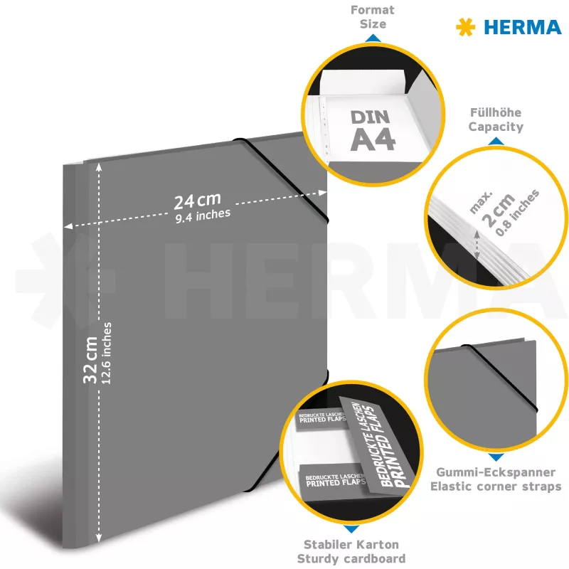 Segtuvas HERMA 19251 A4 įvairiaspalvis D-žiedai 285x315 mm