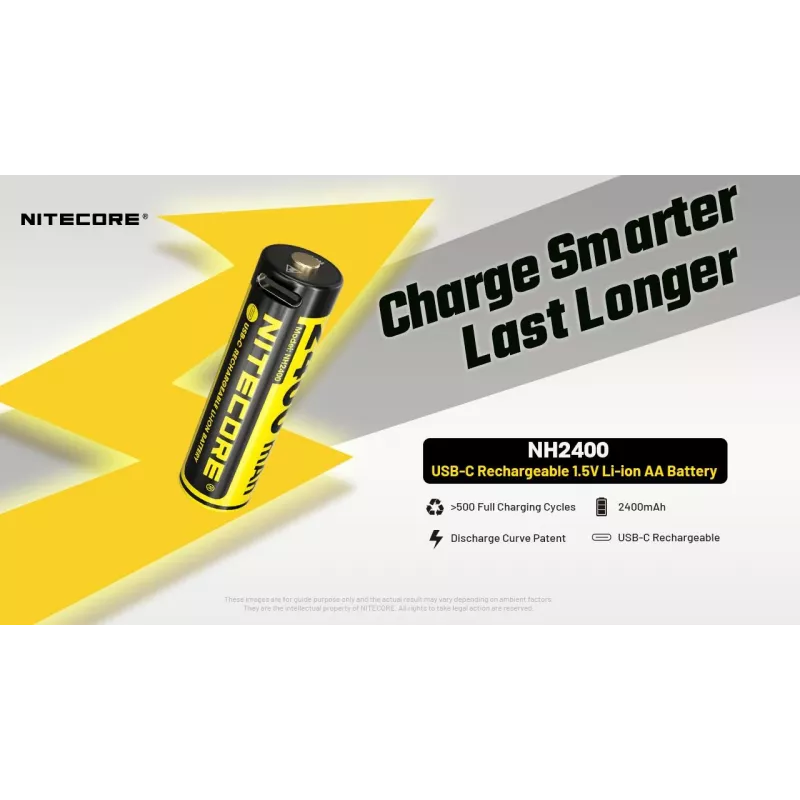 Įkraunamas ličio jonų AA 1,5V akumuliatorių rinkinys Nitecore NH2400 2400mAh – 4 vnt.