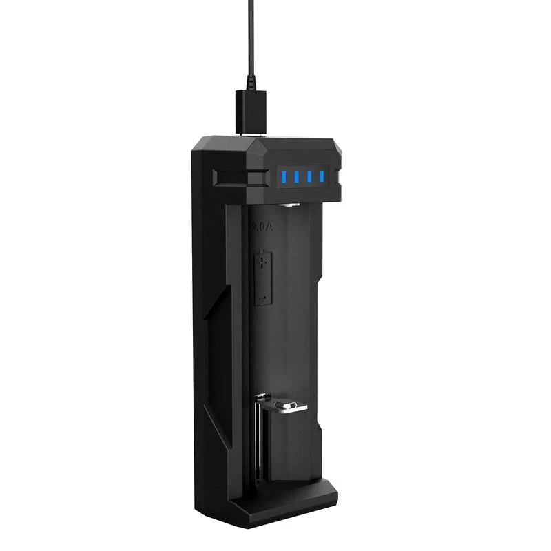 XTAR SC1 vieno lizdo USB-C įkroviklis Li-ion 18650 baterijoms, juodas