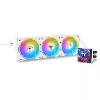 Skysčio aušintuvas THERMALTAKE MAGFloe 420 Ultra ARGB su 140 mm ventiliatoriais, 500–2000 RPM, baltas