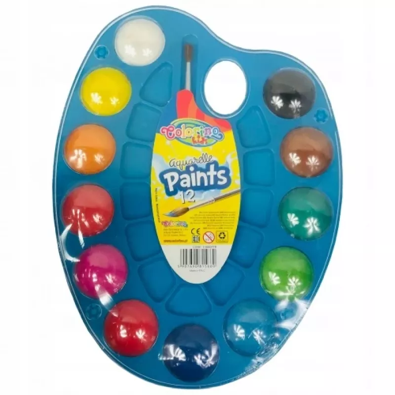 Colorino Kids vandens spalvų paletė 12 spalvų