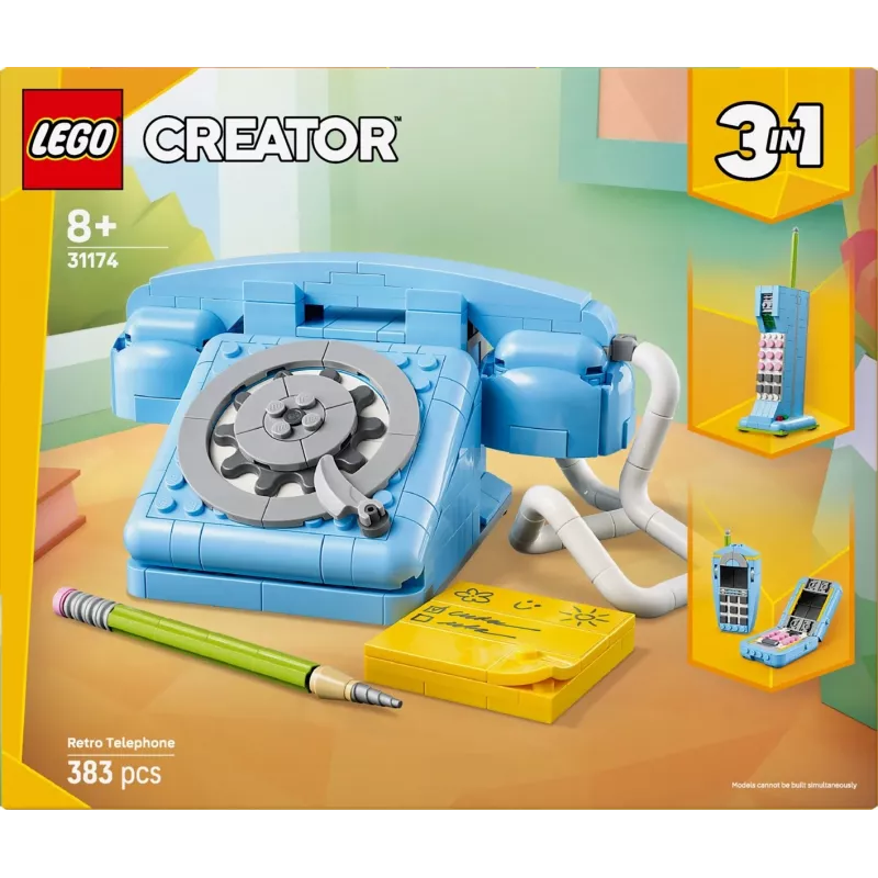 LEGO Creator 3-in-1 31174 Retro Telefono rinkinys, 383 detalės, 8+ metų, 70×110×150 mm