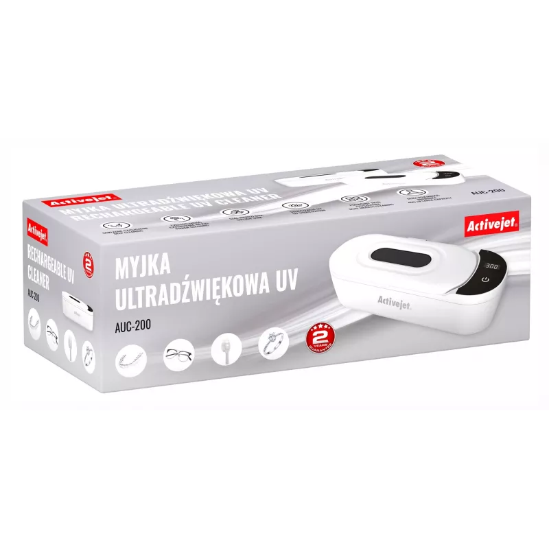 Ultragarsinė vonelė ActiveJet AUC-200 balta UV, 100–240 V, 231×96×67 mm, 450 g