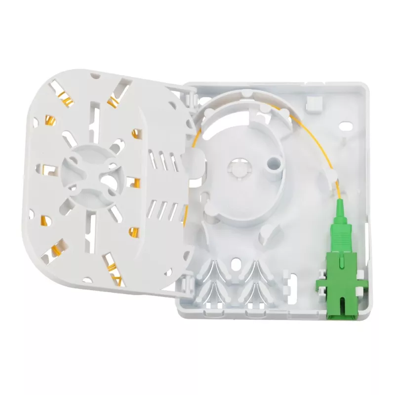 Extralink Olivia šviesolaidžio jungiamoji dėžutė, 2 suvirinimai, su pigtail ir SC/APC adapteriu