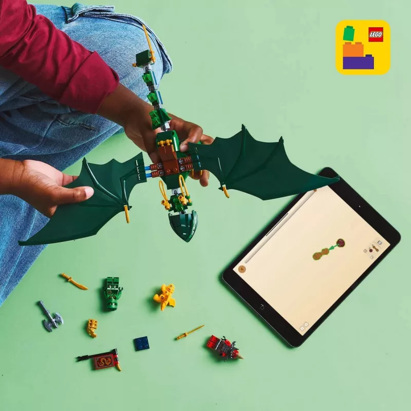 Konstrukcinis žaidimų rinkinys LEGO NINJAGO 71829 Lloyd's Green Forest Dragon, 128 dalių, 2 minifigūrėlės, nuo 6 metų