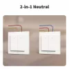 Aqara Light Switch H2 EU (4 mygtukai, 2 kanalai) (WS-K08D) - Zigbee ir Thread sieninis jungiklis su 2 relėmis