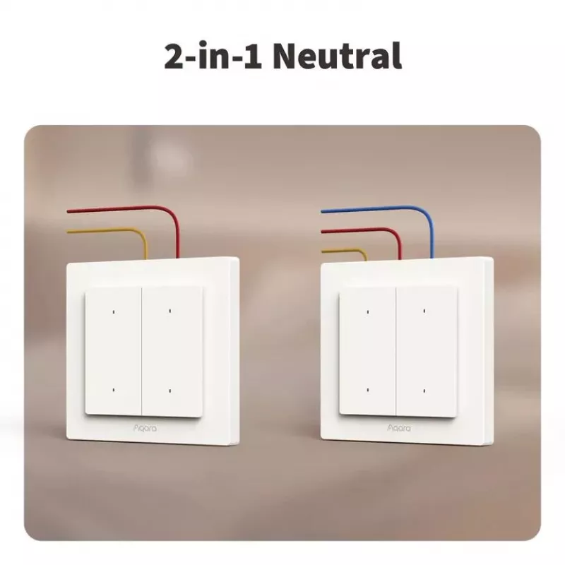 Aqara Light Switch H2 EU (4 mygtukai, 2 kanalai) (WS-K08D) - Zigbee ir Thread sieninis jungiklis su 2 relėmis