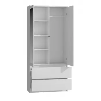 Topeshop SS-90 BIEL LUSTRO bedroom wardrobe/closet 5 shelves 2 durelės(s) baltas
