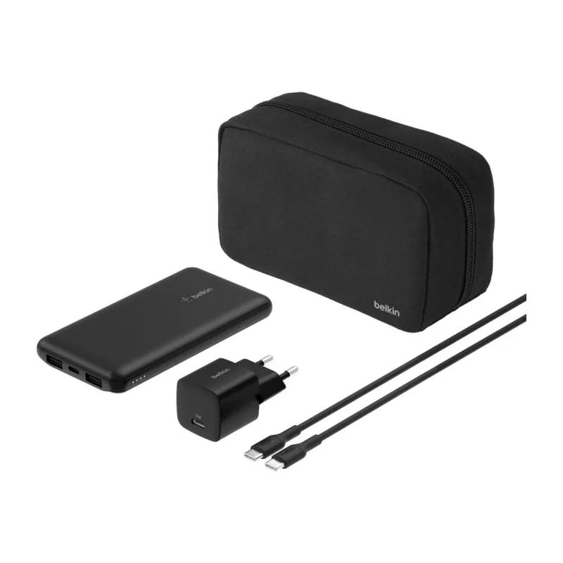Belkin BoostCharge – Powerbank su integruotu maitinimo adapteriu, 10000 mAh, PD, 3 išėjimai (24 kontaktų USB-C, 2 x USB-A)