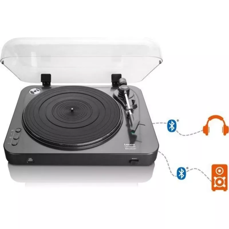 Pusiau automatinė vinilinių plokštelių grotuvas su diržine pavara Lenco LBT-120BK Juoda