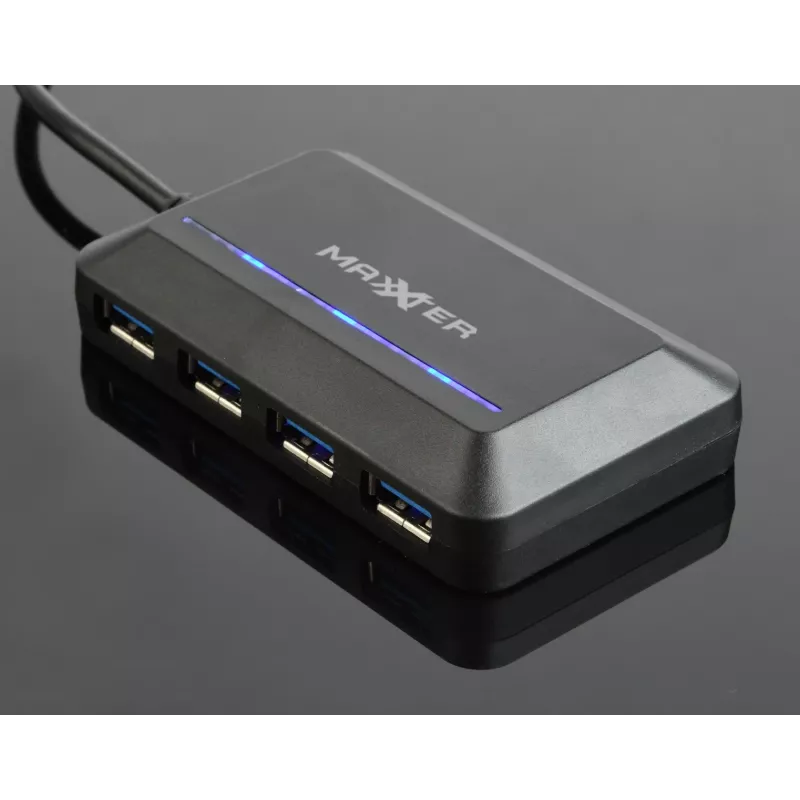 USB šakotuvas GEMBIRD ACT-HUB3C-4P — USB 3.2 Gen 1 Type-A pagrindinis prie 4 × USB 3.2 Gen 1 Type-C, 5000 Mbit/s, juodas