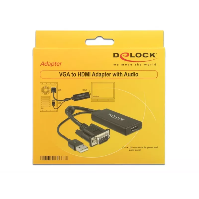 Laidas DeLOCK 0,25 m VGA+USB2.0-A / HDMI