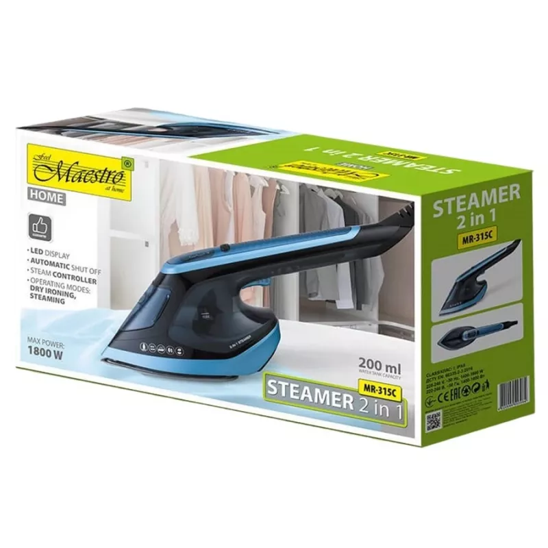 Rankinis garinis lygintuvas Maestro MR-315C – 1800 W, 180 ml talpa, vertikalus garinimas