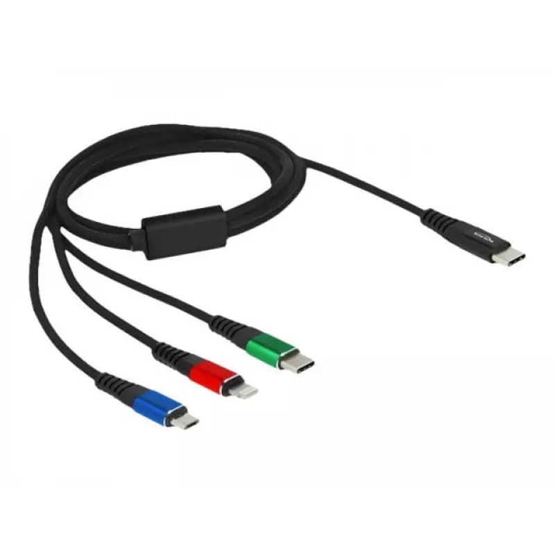 DeLOCK USB įkrovimo laidas 3 viename USB Type-C į Lightning / Micro USB 1 m