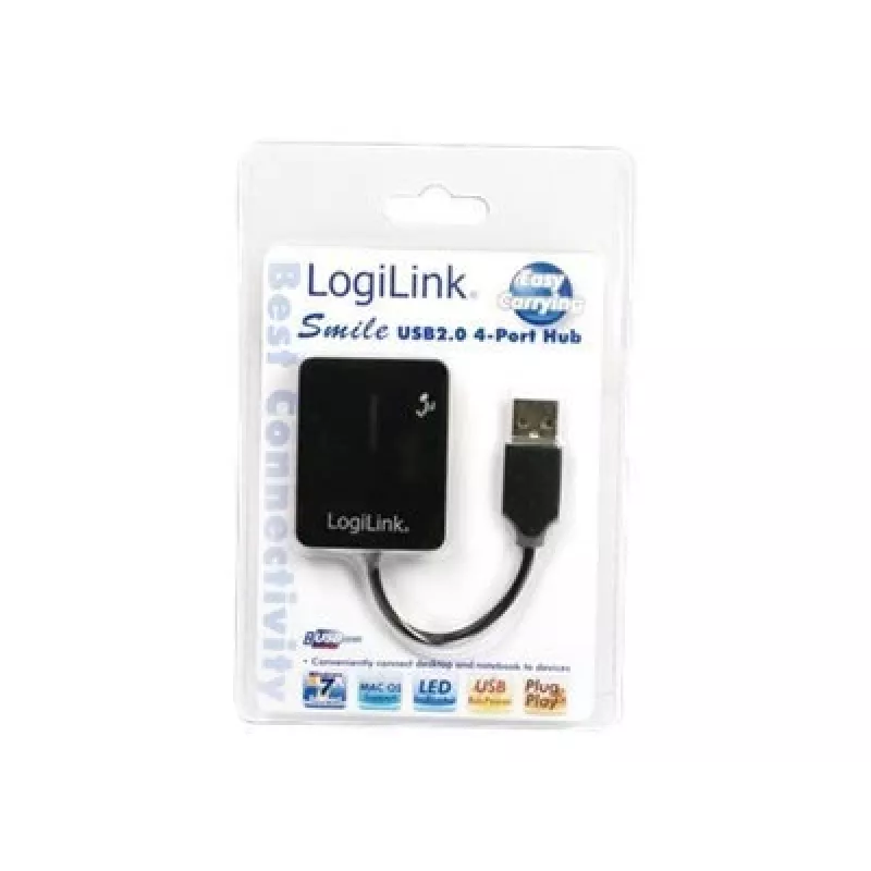 USB šakotuvas LOGILINK UA0139 — 4 prievadai USB 2.0, 480 Mbit/s, juodas