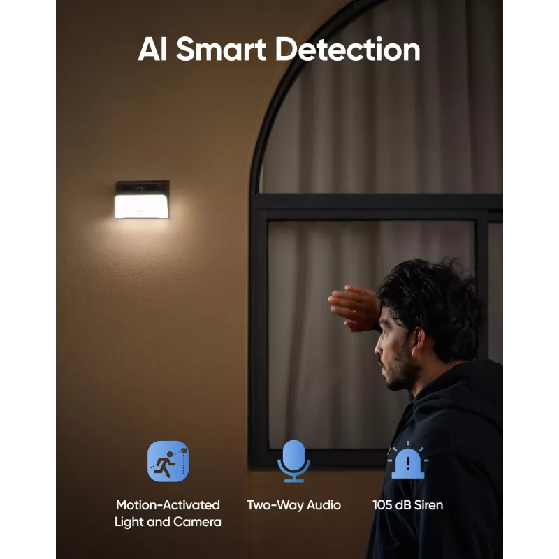 Anker Innovations Eufy Solar Wall Light Cam S120 – belaidė lauko stebėjimo kamera su saulės baterija ir šviestuvu
