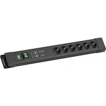 Ilgintuvas Bachmann CONNECTUS su 6×CEE7/3 kištukiniais lizdais, 1×GVS, 1×jungikliu, 2,0 m laidu, CEE7/7 kištuku, juodas