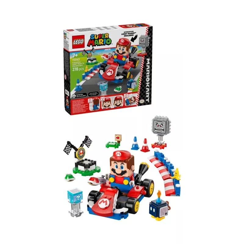 LEGO Statybinis žaislas 72043 Super Mario interaktyvus Mario Kart su standartiniu kartu