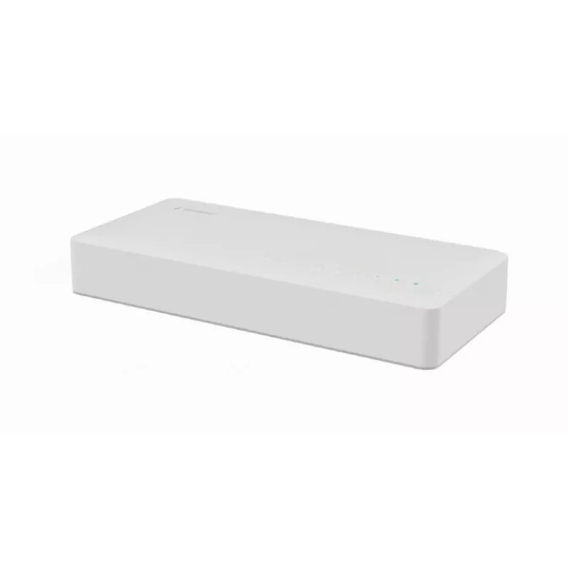 Nevaldomas jungiklis GEMBIRD NSW-G8-01 – 8× Gigabit Ethernet (10/100/1000), baltas, DC 5V