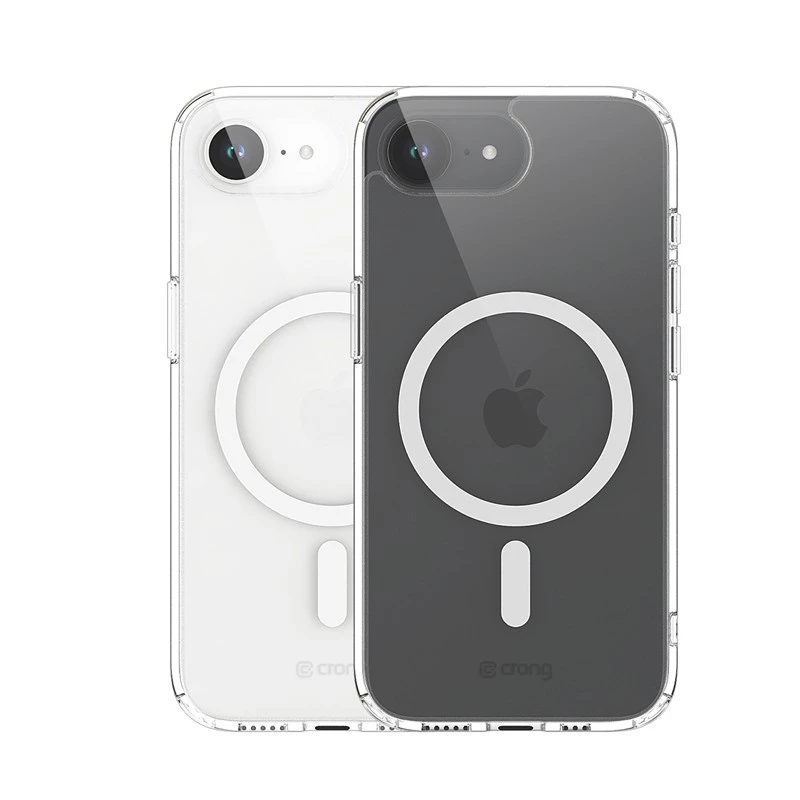 Skaidrus Crong MagSafe dėklas iPhone 16e — permatomas apsauginis apvalkalas, suderinamas su MagSafe