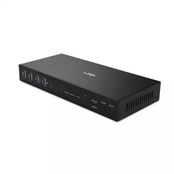 Lindy 2 prievadų dviejų ekranų HDMI 4K60, USB 3.0 KVM jungiklis, 4096 × 2160 pikselių, 4K Ultra HD, juodas