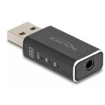 DeLOCK lyties keitiklis USB 2.0 Type-A į 3.5 mm 4 kontaktų juodas 68001