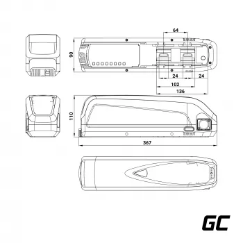 Green Cell EBIKEGCF02 akumuliatorius 48V 13000mAh Ličio jonų elektriniam dviračiui