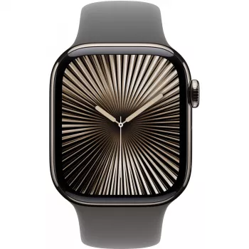 Apple Watch Series 10 GPS + Cellular 42mm Titanio natūralus korpusas su Pilkai smėlio spalvos sportine juostele - S/M (MWXD3QF/A)