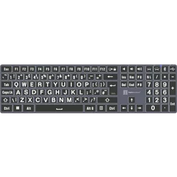 Mechaninė klaviatūra LogicKeyboard XL-Print White on Black TITAN UK layout, skirta PC, LKB-LPWB-TPC-UK