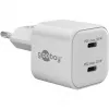 USB-C dvigubas greitas įkroviklis Nano, PD, GaN, 35 W (baltas, 2x USB-C, Power Delivery 3.0)