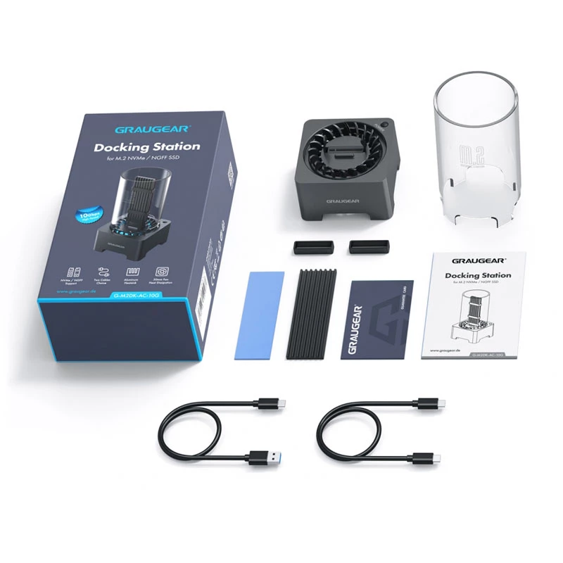 GRAUGEAR G-M2DK-AC-10G M.2 NVMe SSD dokavimo stotelė, USB 3.2 Gen 2 C tipo, juoda