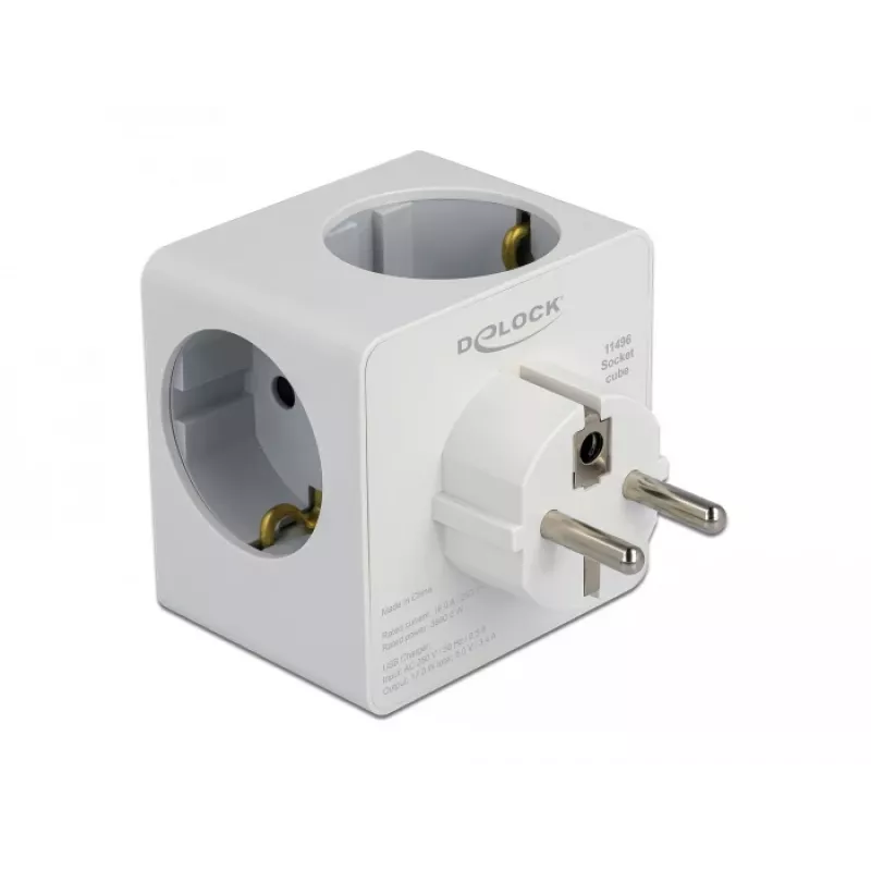 Maitinimo adapteris su kištuku Type F DeLOCK 11496 2 USB prievadai 5V 2.4A 3A