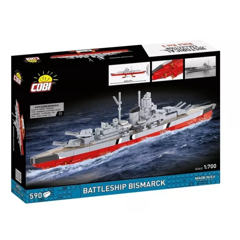 Konstruktorius Cobi mūšio laivas Bismarck modelis, 590 detalių