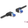 Tinklo kabelis DeLOCK RJ45 Cat.6A S/FTP dešinysis kairysis kampinis 1 m juodas