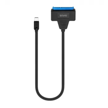 SAVIO AK-69 SATA į USB-C adapterio laidas, SATA moteriška į USB-C vyrišką, USB 3.2 Gen 1 (5 Gbit/s), 0,25 m, juoda