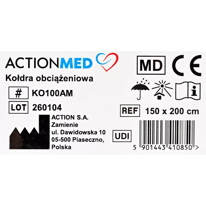 Svorinė antklodė ActionMed KO100AM – terapinė pagalvė miegui, spaudimo antklodė