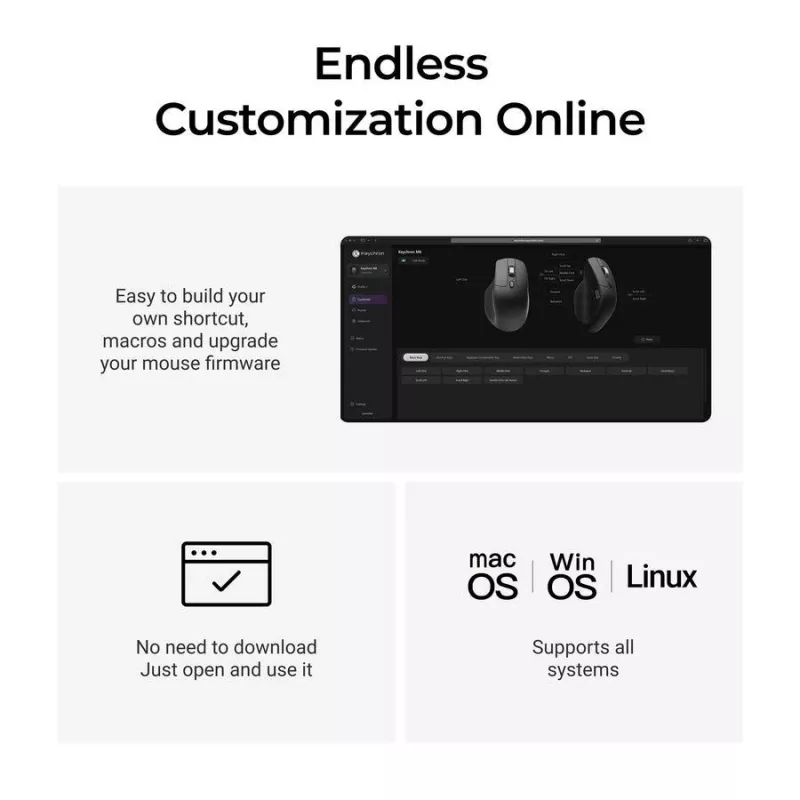 Pelė Keychron M6 dešinei rankai universali — optinė, RF + Bluetooth + USB-C, 30000 DPI, juoda