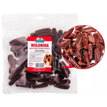 PETITTO Soft jautienos dešrelės šunims 500 g — minkšti skanėstai dresūrai