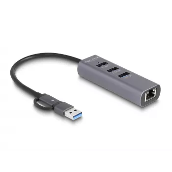 DeLOCK 64282 nešiojamojo kompiuterio dokų stotelė ir prievadų replikatorius, laidinis, USB 3.2 Gen 1 (3.1 Gen 1) Type-C, pilka (64282)