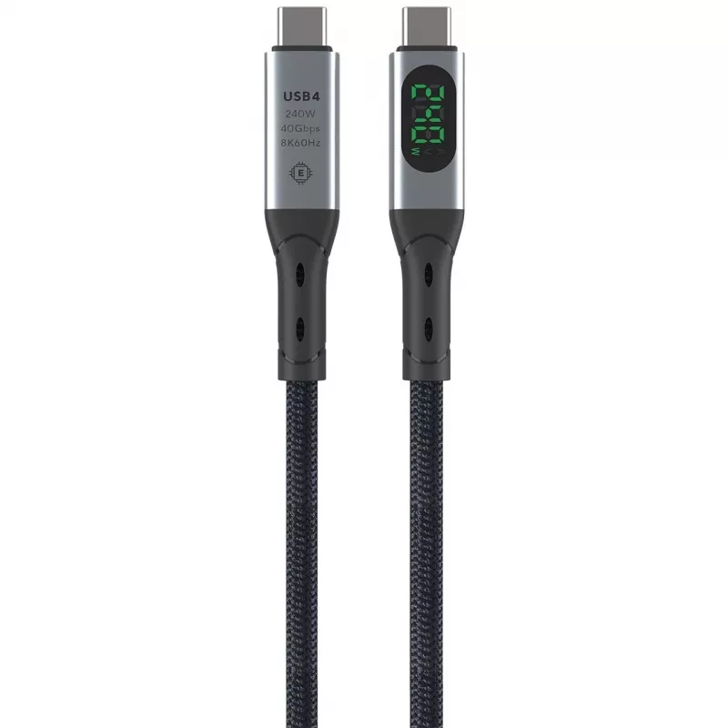 USB-C laidas 4smarts 541438 USB4 Gen 2x2 1,5 m juodas pilkas