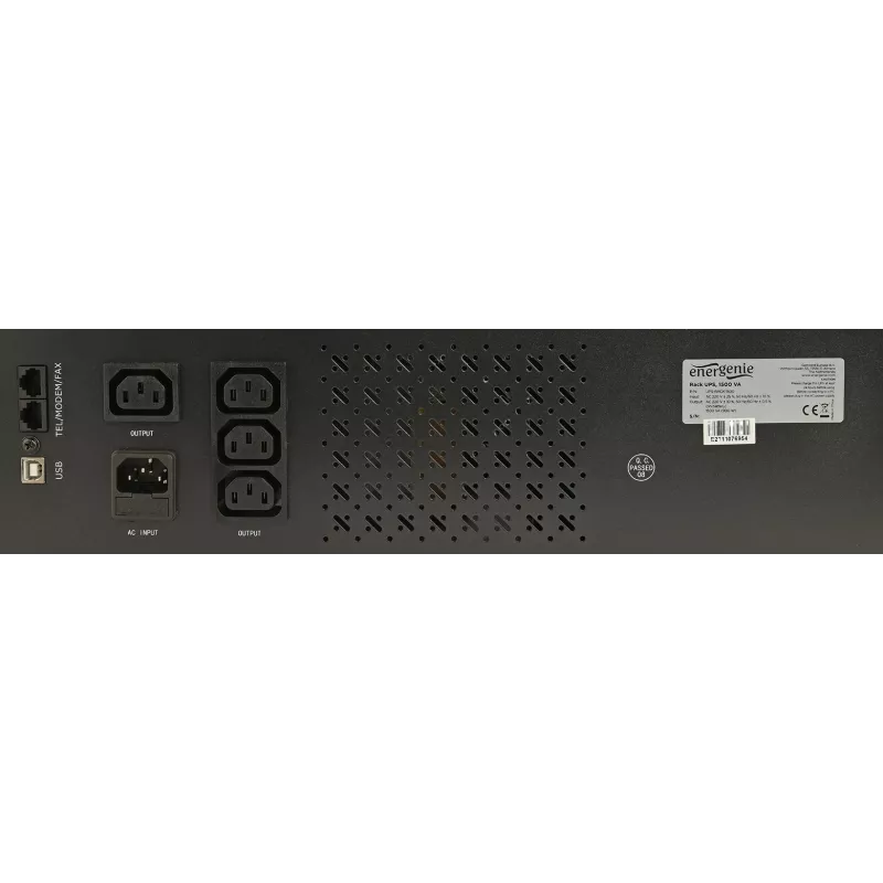 Gembird UPS stovo 19'' 3.4U 1500VA, 4x IEC 230V išėjimai, IEC14 įėjimas, RJ11, USB, LCD, Line-Interactive 1.5 kVA 900 W 4 lizdai