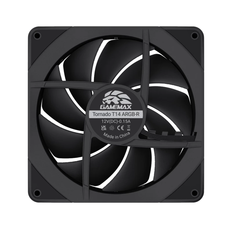 GAMEMAX TORNADO T12 ARGB-R 120mm korpuso ventiliatorius – juodas