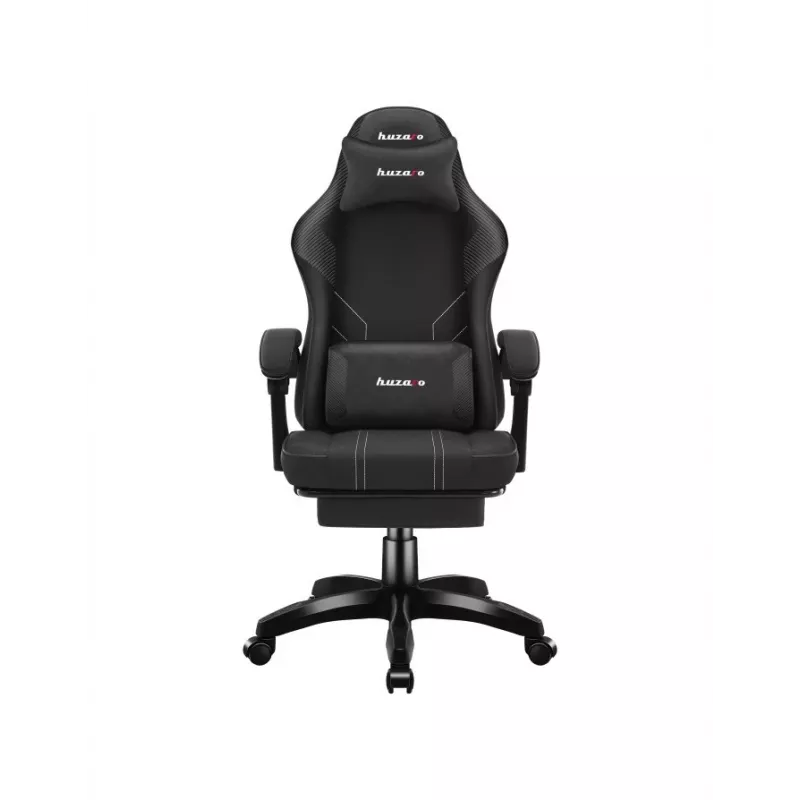 Žaidimų kėdė Huzaro Force 3.7 Carbon Black – ergonomiška, reguliuojamas aukštis 107,5–116,5 cm, 5 ratukai, juosmens ir kaklo pagalvėlės