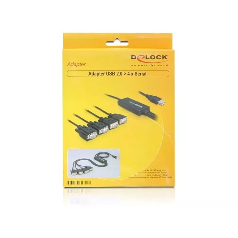 DeLock USB2.0 > 4 x Serial Adapter – USB į RS-232 x 4 adapteris (61887)