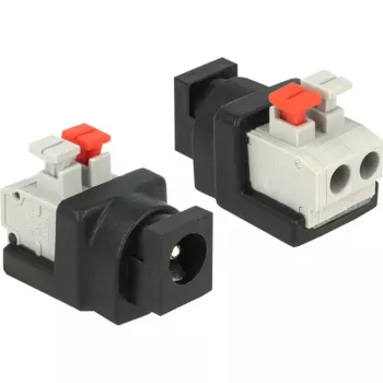 Laido lyties keitiklis DeLOCK 65524 DC 5,5 x 2,1 mm juodas sidabrinis