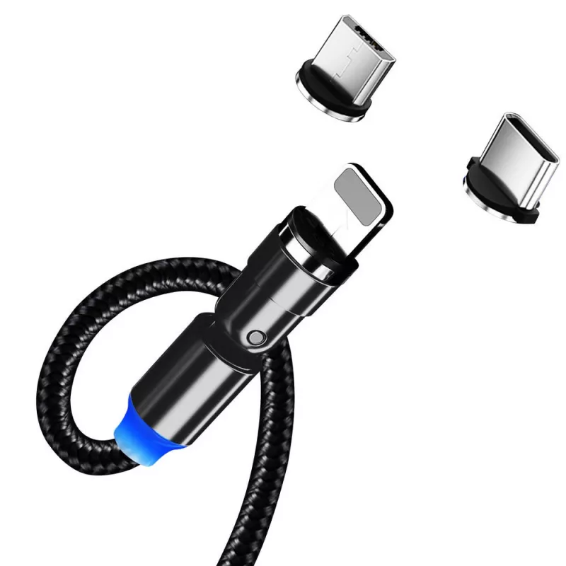 3-in-1 įkrovimo laidas ColorWay CW-CBUU037-BK — Lightning, Micro-USB, USB-C, 1 m, 2,4 A