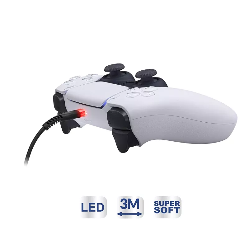 USB-C įkrovimo laidas SUBSONIC SA5601 3 m – suderinamas su PS5, Xbox, Nintendo Switch