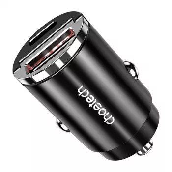 Automobilinis USB-C/USB-A įkroviklis CHOETECH TC0006 30W — palaiko QC3.0 ir PD3.0